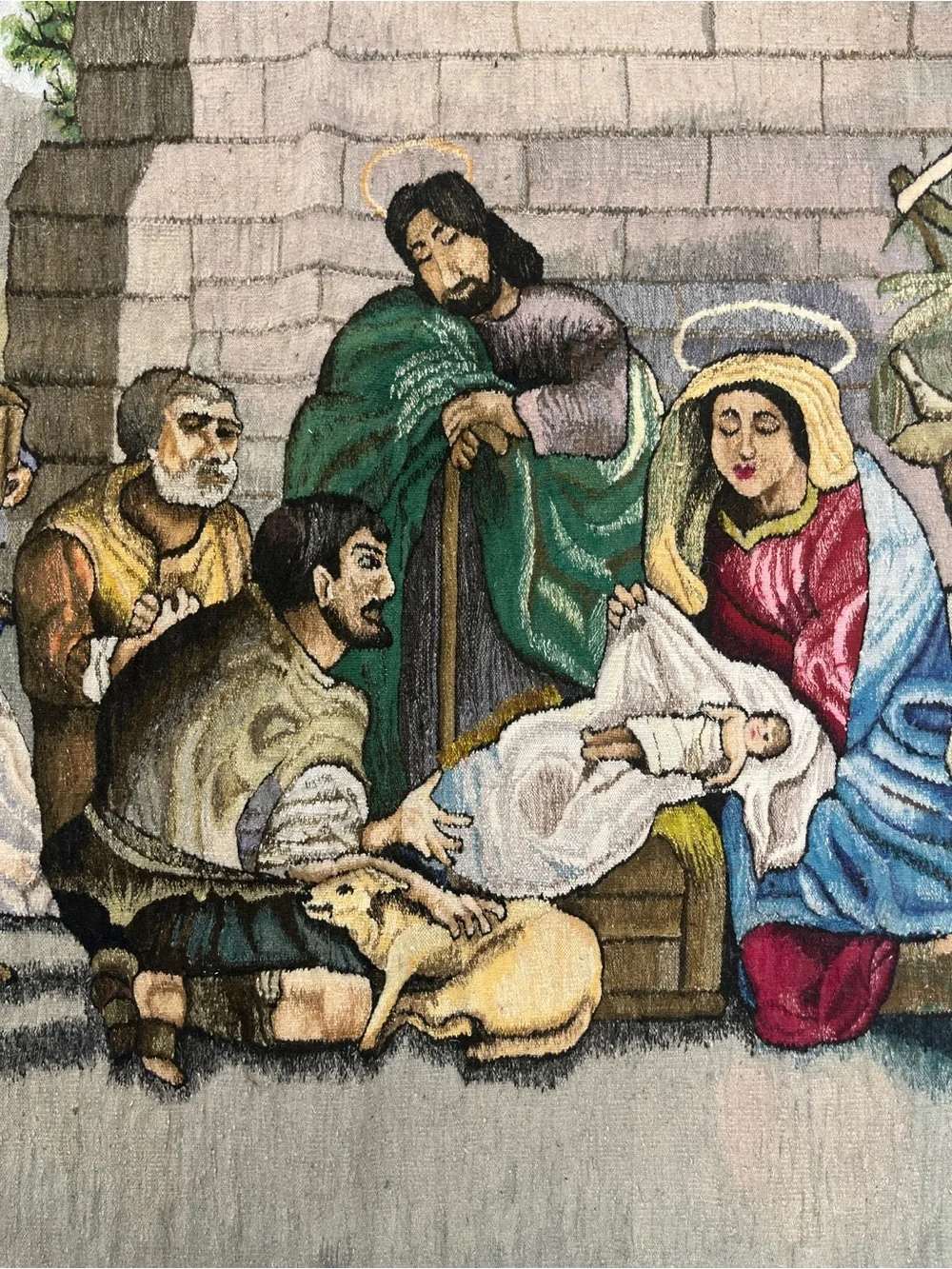 Handwoven Nativity Scene Tapestry Wall Hanging in Multi-Color